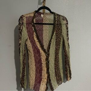 Future Paradise Multicolor Patterned beaded button down